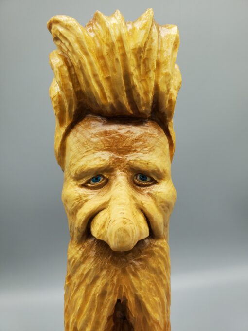 wood spirit face hair view