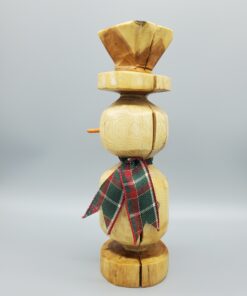 snowman natural wood hat left side view