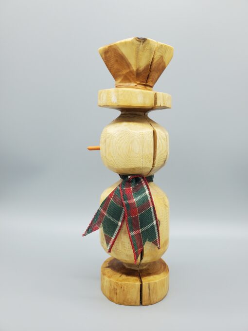 snowman natural wood hat left side view